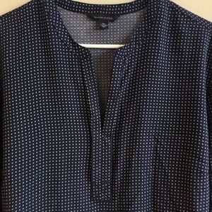 TOMMY HILFIGER LS  Navy XXL Polka Dot Blouse